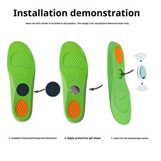 1 Pair Shoe Insoles PU Cushioned with Hidden Pocket for GPS Tracker Breathable Anti-Loss Shoe Inserts for Kids And Elderly