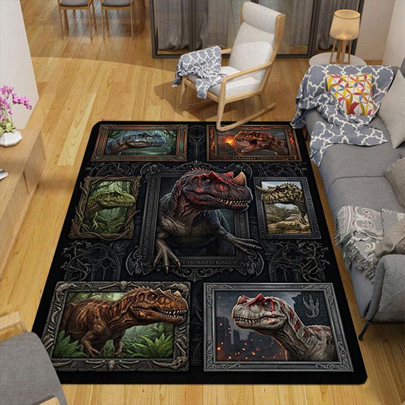 Dinosaur Portraits Pattern Rug Floor Mat for Living Room or Bedroom Soft and Comfortable Carpet a Gift for Birthday and Holiday.
