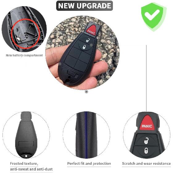 3 Button Key Fob Case Replacement for Dodge Ram 1500 2500 3500 4500 5500 2008 2009 2010 2011 2013 2014 2015 2016 2017 2018    GQ4-53T 56046953AE