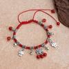 Imitation Agate Anklet Female Summer Bell Red Rope Twelve Zodiac Life Foot Chain Retro Ethnic Style Safety Lock