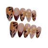 Autumn Cat-Eye Brown Leopard Nails: Hand-Painted, Versatile Wearable Art