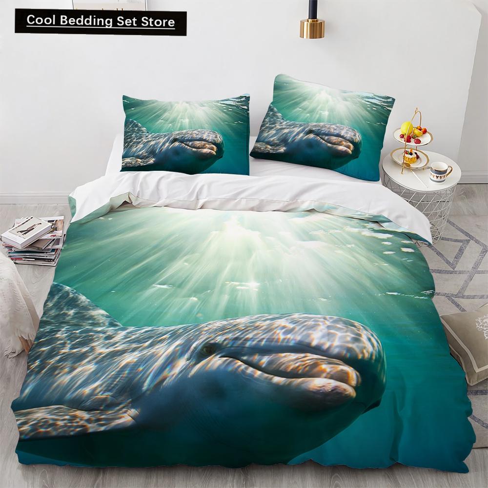 3D Octopus Duvet Cover King Queen Size Cute Cartoon Ocean Animal Bedding Set for Kids Teens Sealife 2/3pcs Polyester Quilt Cover