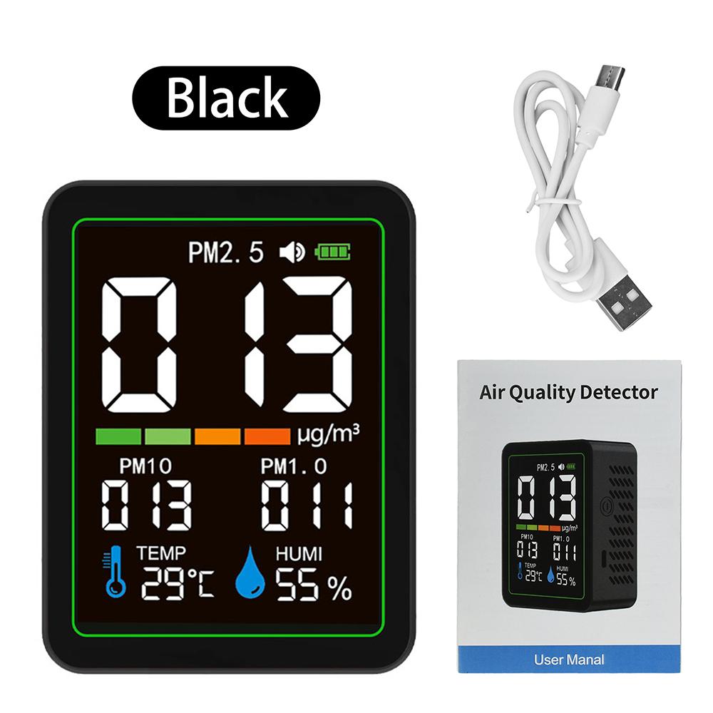 

5-in-1 Air Quality Monitor Temperature and Humidity Monitor PM2.5, PM1.0, PM10 Infrared Dust Air Quality Monitor Type-C Port чёрный