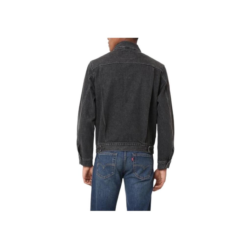 Levis Solid Color Single-Breasted Pocket Long Sleeve Loose Denim Jacket Unisex Jackets Black A7632-0002