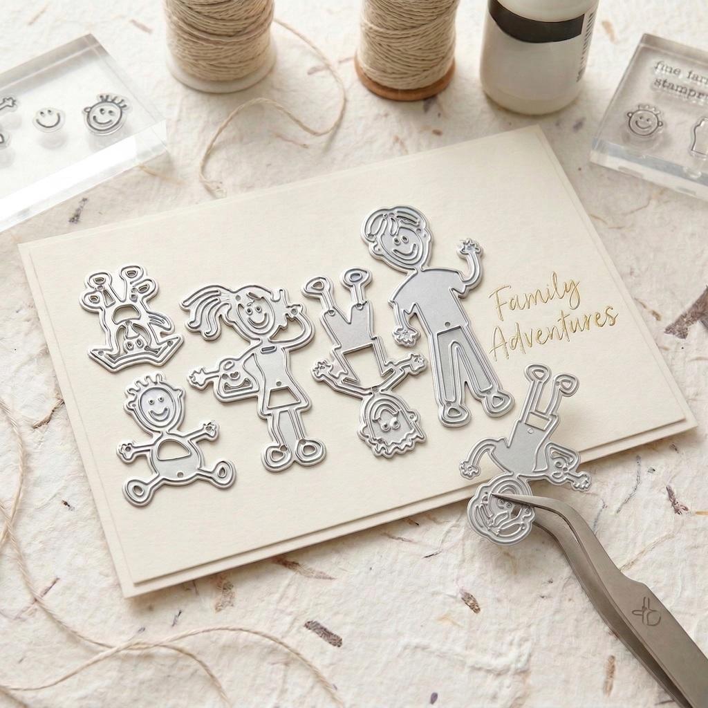 

Family with Dog Die Cuts for Card Making, Famlily Member Carbon Steel Cutting Dies, Puppy Metal Die Cutting Mold, Scrapbooking Dies dies