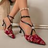 Fashion Sexy Lace Pointed Toe Stiletto Shoes for Women 2025 Summer New Fashion Back Empty Toe Sandals for Women  Sandals