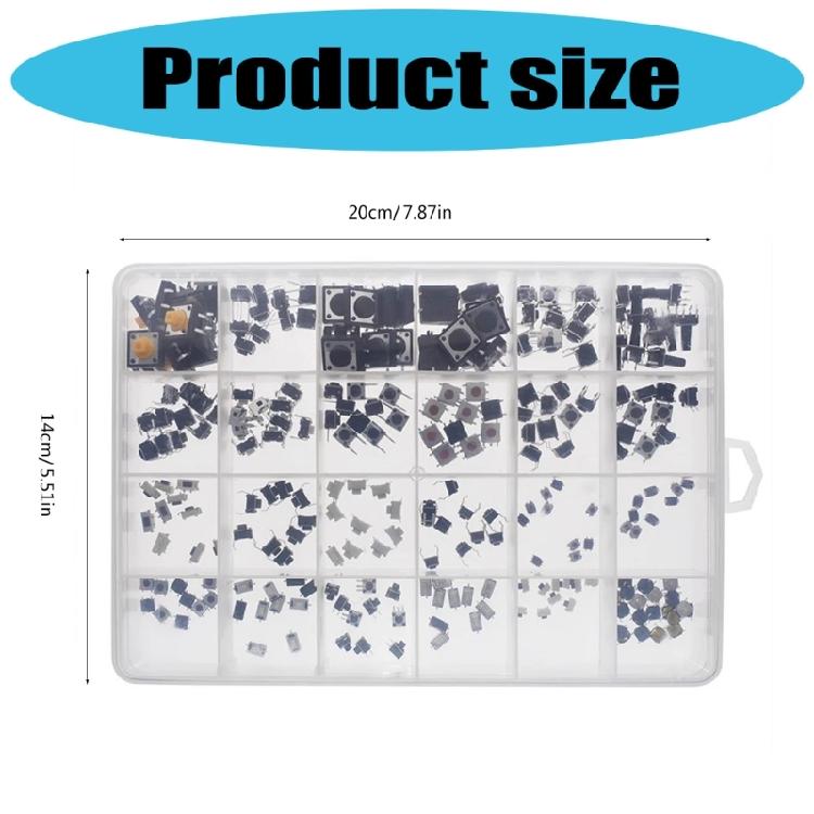 250Pcs 25 Values Momentary Tactile Push Button Switches Assortment Kit 7 Size For Electronics