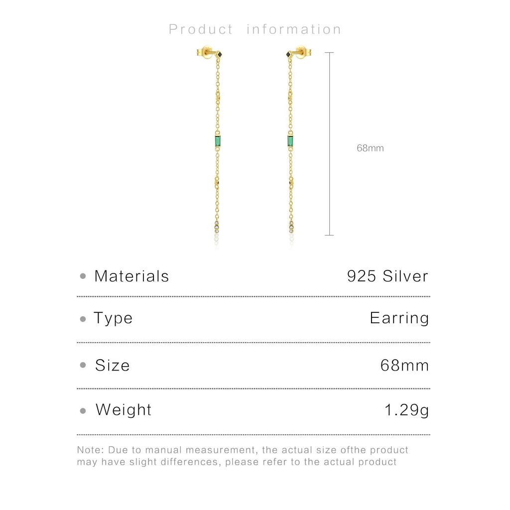 ANDYWEN 925 Sterling Silber Gold Grün CZ Zirkon Lange Kette Tropfen Ohrring Piercing Luxus Geschenk Clips Kristall Schmuck