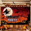 Halloween Witch and Pumpkin Banner - 70.8 inches x 43.3 inches - Durable polyester decoration