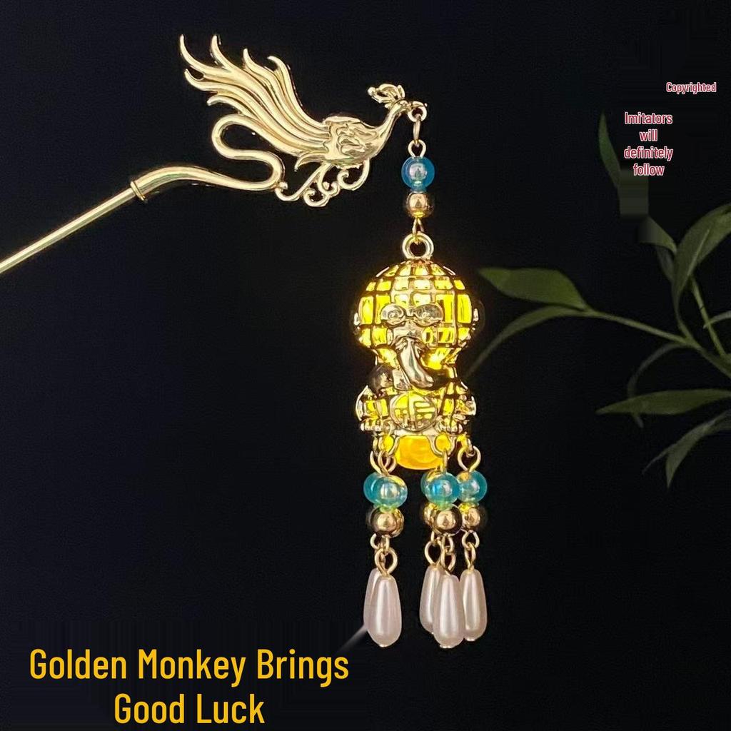 Ancient Style Luminous Hairpin: High-End Alloy Lantern Design for Hanfu Skirts
