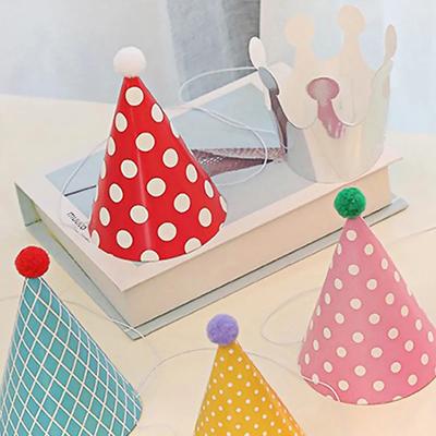 11 szt./worek Czapeczki Urodzinowe w Grochy DIY Ręcznie Robione Czapka Korona dla Dzieci Impreza Urodzinowa Rekwizyty do Zdjęć Dekoracja Baby Shower