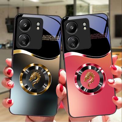 Verlauf Kreis Drache Für Xiaomi Redmi 13C Note13 12 Pro Plus 5G Note 9 13T Pro POCO X6 F5 F6 Schwarz Gehärtetes Glas Handyhülle