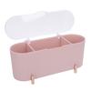 Cotton Swabs Storage   3 Grids Cotton Swabs Dispenser Dust Resistant Desktop Lipstick Puffs Case for Home Nail Salon