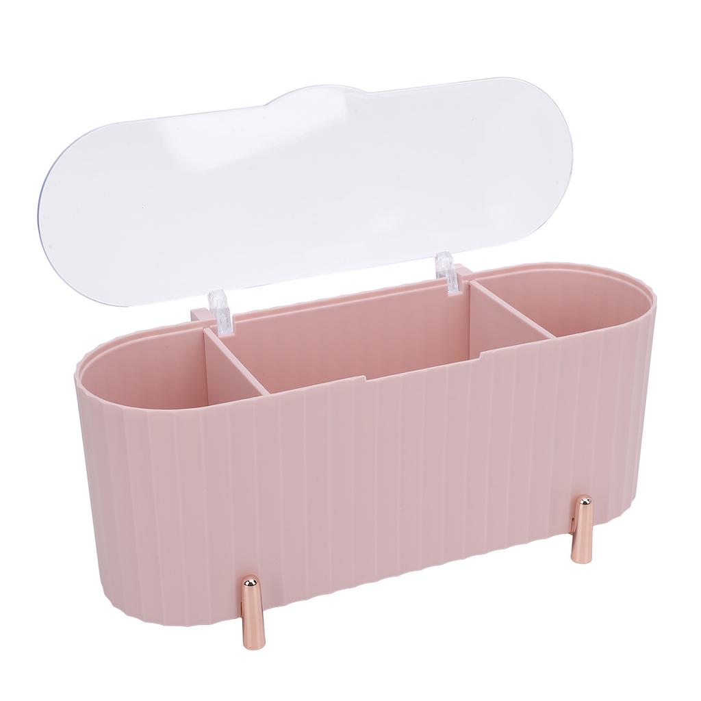 Cotton Swabs Storage 3 Grids Cotton Swabs Dispenser Dust Resistant Desktop Lipstick Puffs Case for Home Nail Salon