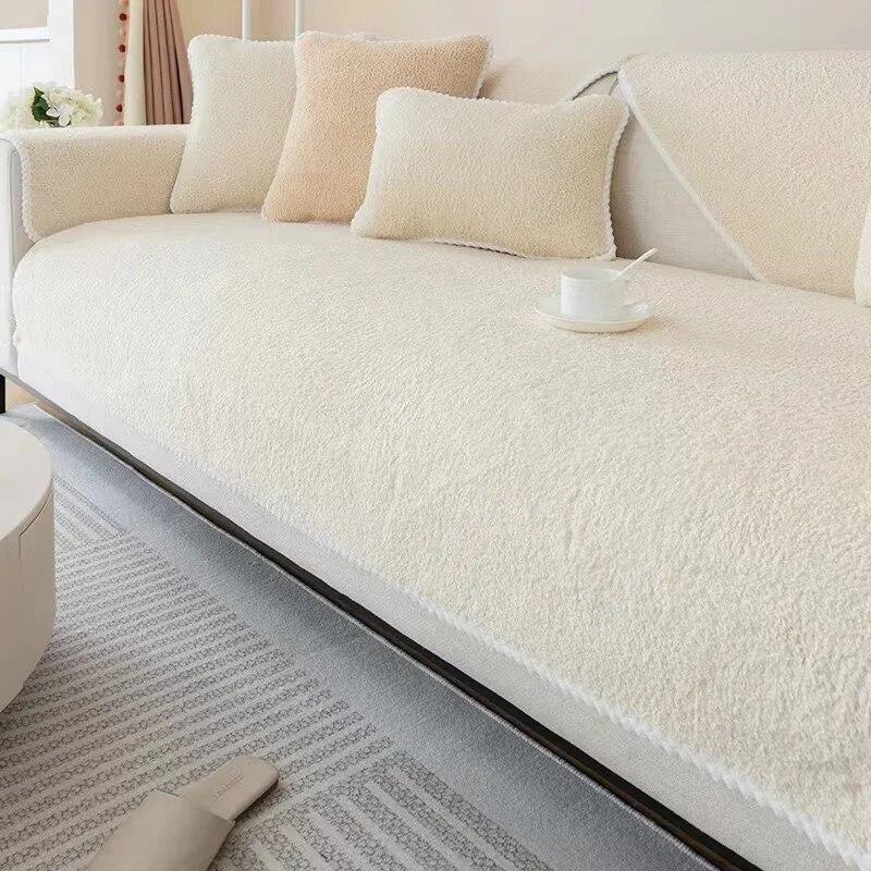 Winter Warm Velvet Sofa Towel Soft Plush Sofa Cover for Living Room Sectional L-shape Non-slip Couch Cover
