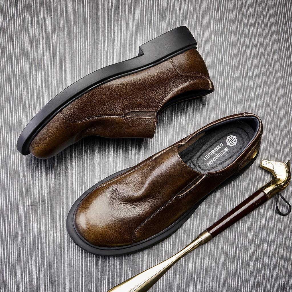 Leder Mode Lederschuhe Herrenfuß Retro Businessschuhe Vielseitige Freizeitschuhe Tide Pedal Atmungsaktive Schuhe