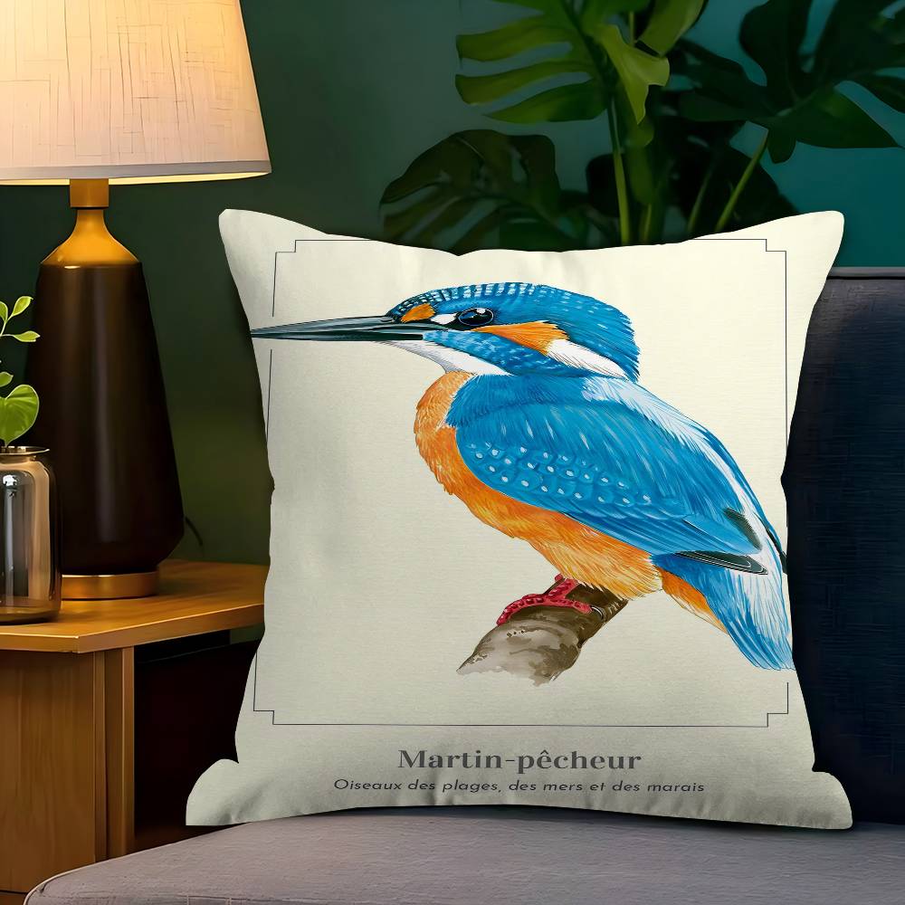 Various Types Of Birds Animal Introduction Pillow Covers Cartoon Sofa Home Doublesided Printing Short Plush Cute Cushion Cover