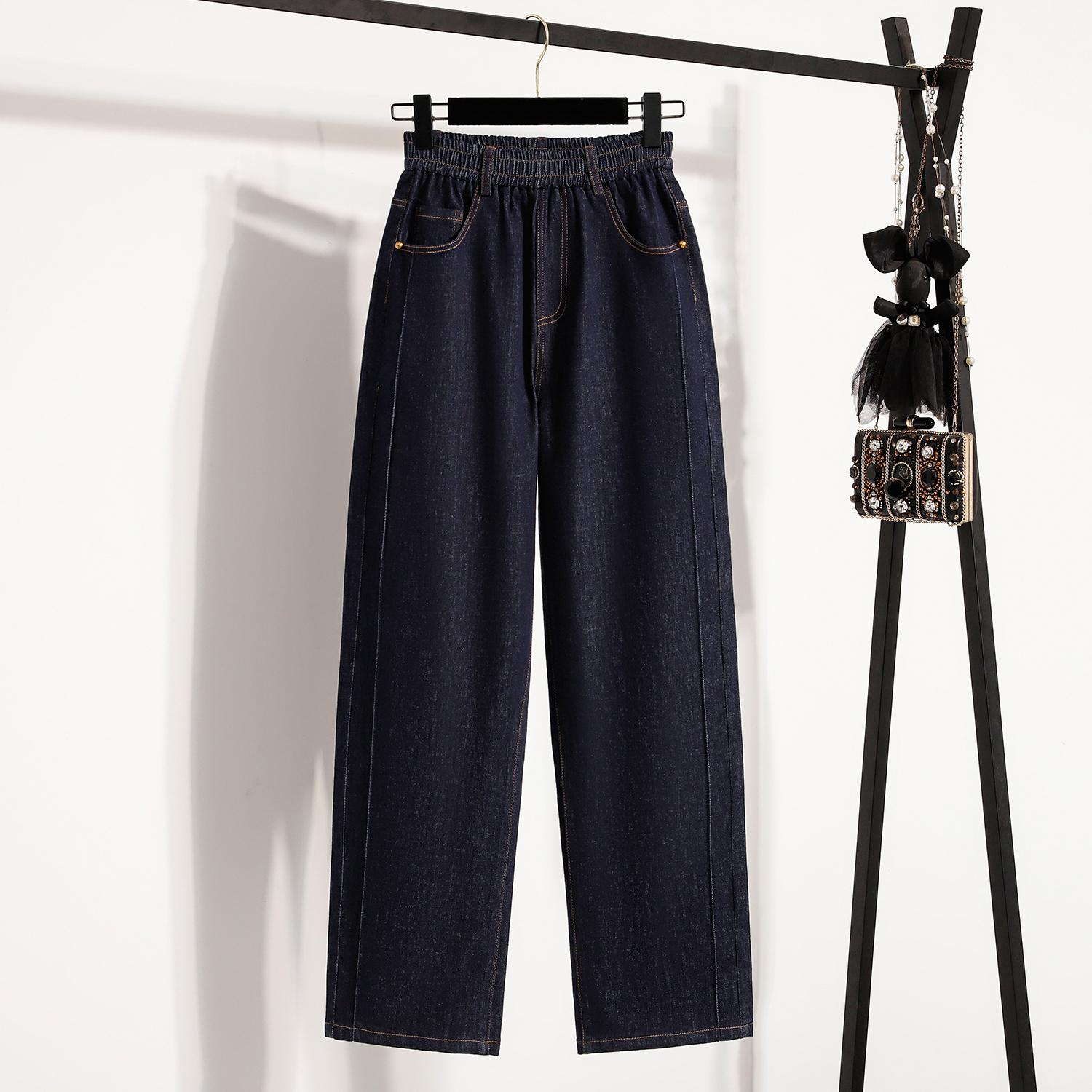 

Dimanaf Джинсы больших размеров 2025 Осень Деним Женские Джинсы Брюки Эластичные Базовые Синие С высокой талией Брюки Оверсайз Новые Брюки 5XL 3XL синий