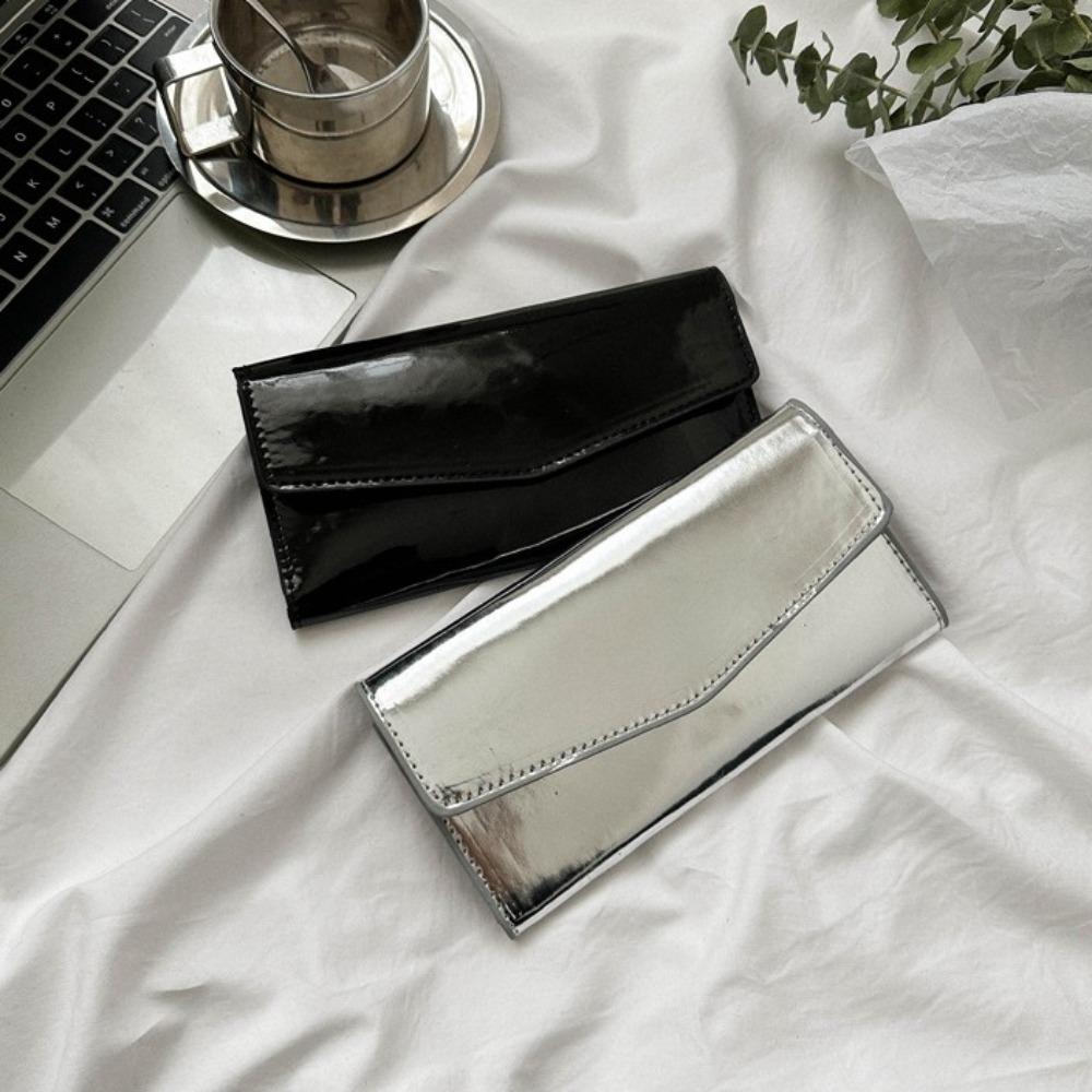 Pu Leather Envelope Evening Bag Functional Messenger Cluth Bag Triple Flod Long Wallet Girls