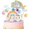 Birthday Unicorn Cake Topper,Rainbow Balloon Cake Decorations Cupcake Toppers for Girls Unicorn Birthday themed Party Supplies