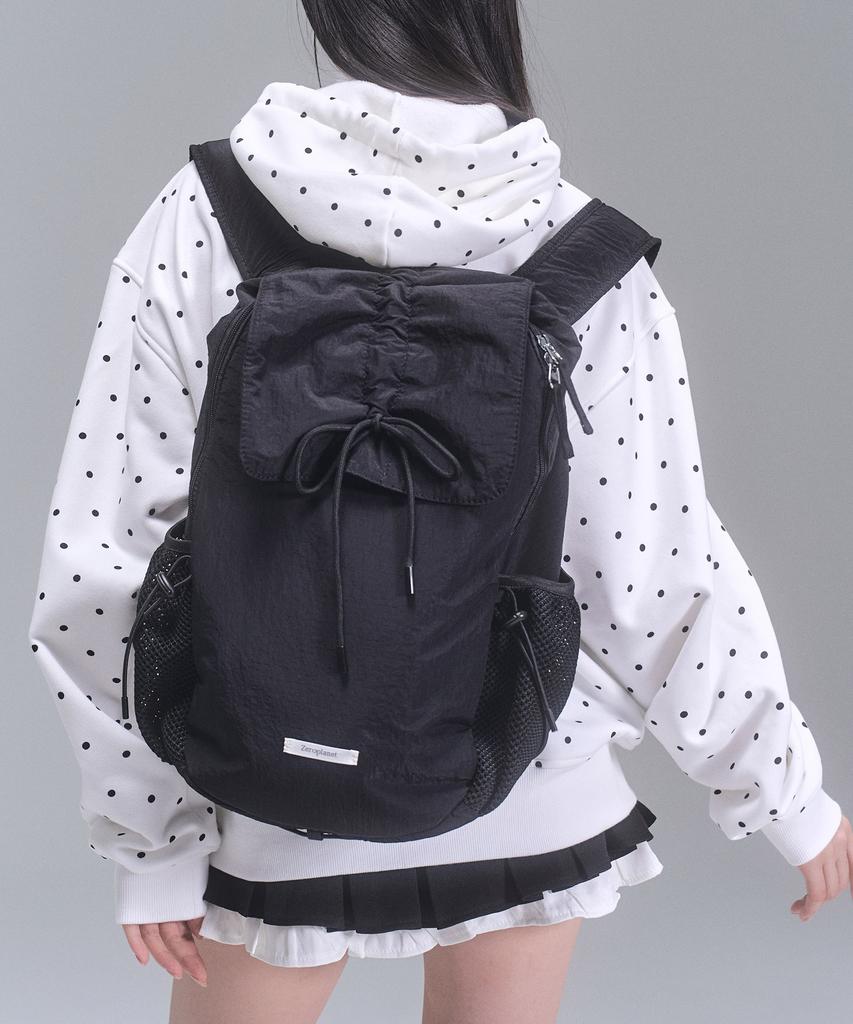 Zeroplanet Nylon Shirred Ribbon Backpack [Black]