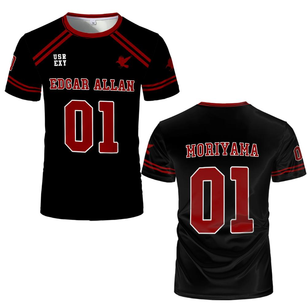 Новая Court The Foxhole Edgar Allan Ravens Косплей Lacrosse Jersey Рико Морияма 3D Футболка Все ради игры Детская форма S