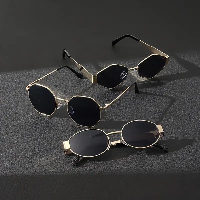 3Pcs Metal Mixed Frame Glasses Set Black Glasses Fashionable Thin Frame Exquisite Frame Design Tight Heel Trend