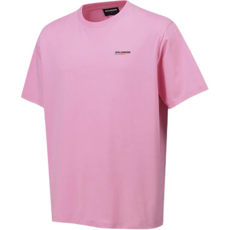Salomon Loose Fit Round Neck Short Sleeve T-Shirt Unisex Tops Pink C28148