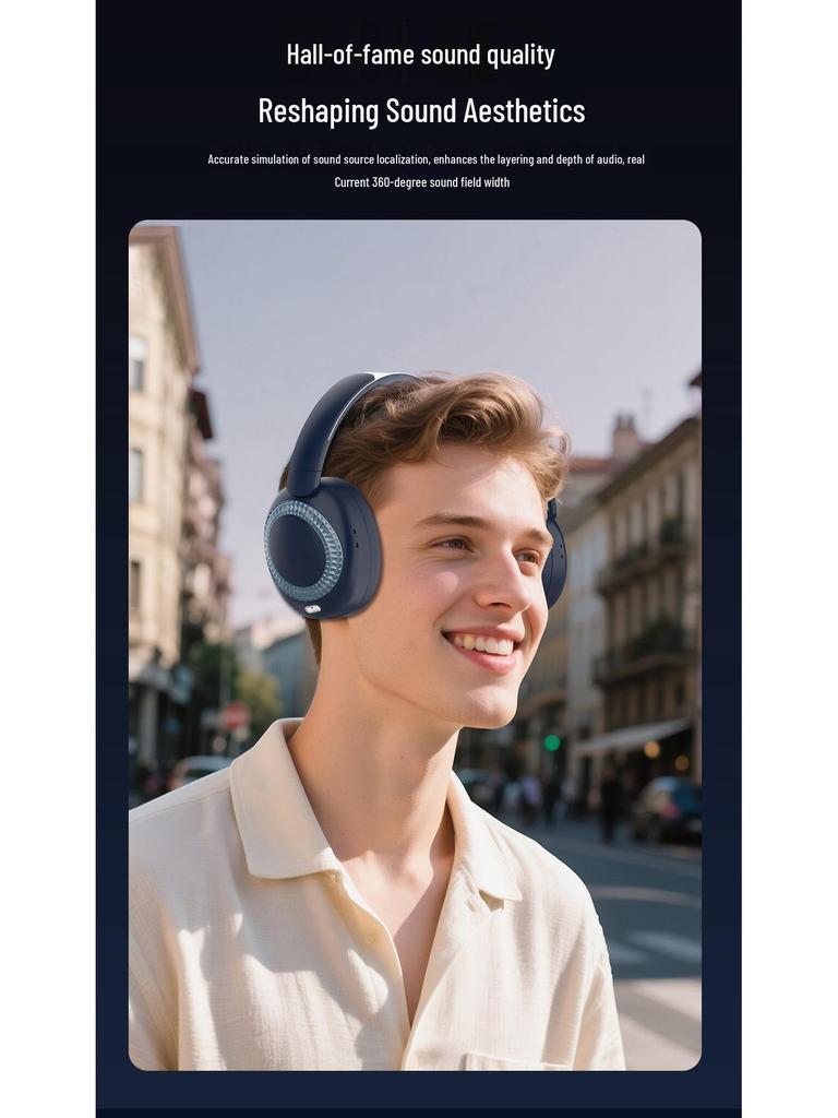 New Bluetooth Over-Ear Headset: Foldable, Rotating Design with Soft Large Earcups