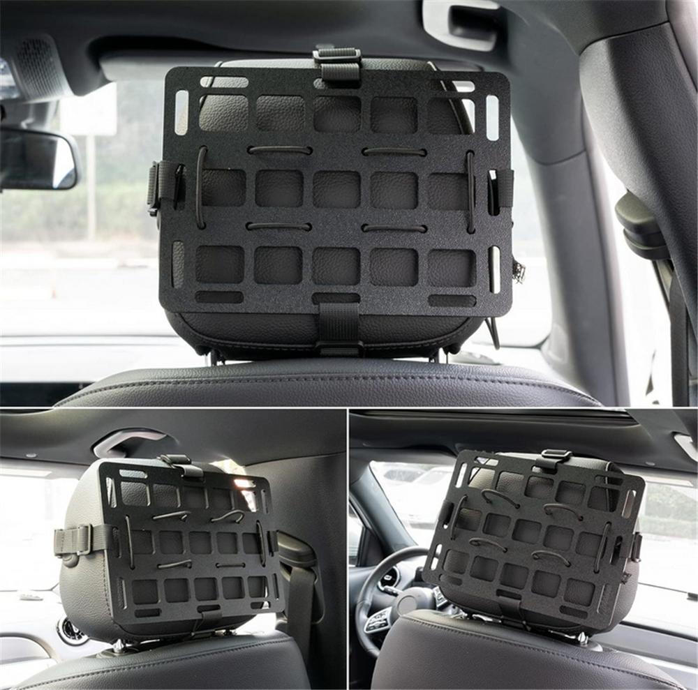 Tactical MOLLE Panel Rigid Car Headrest Shooting Gun Rifle Rack Bracket Storage