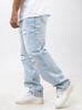 Dés Chanceux Petits Dés Jeans Amples Homme Bleu Clair Lavé