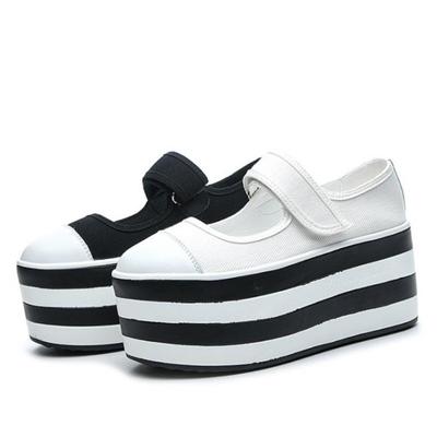 Mode 8cm Echtes Leder Neue Damen Schuhe Plateauabsatz Plateau-Sneakers Keilabsatz Weiße Schuhe Mode Damen Lederschuhe Canvas Lässig