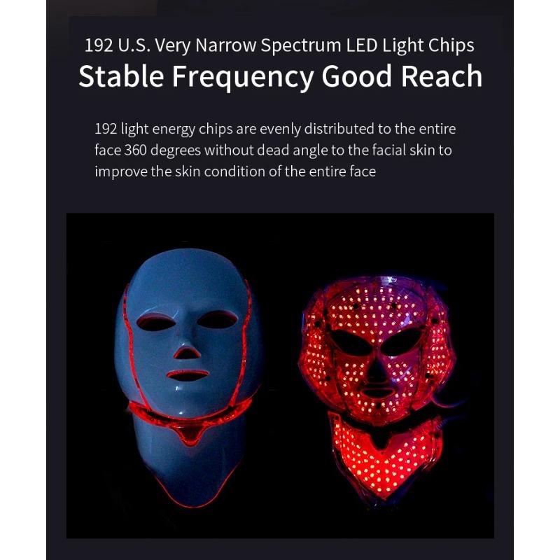 7 Colors LED Firming & Whitening Mask Facial Device - Facial & Neck Anti-Acne Professional Skin Therapy