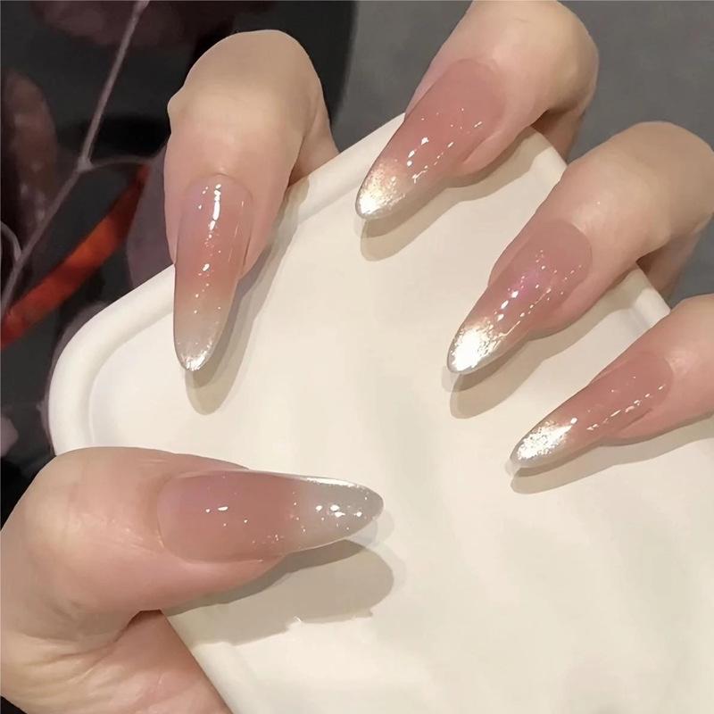 

Носимые типсы для маникюра «Кошачий глаз» с градиентом, телесно-розовые – самые продаваемые новогодние ногти острой девушки Handmade Nails XS#10 pcs/bag