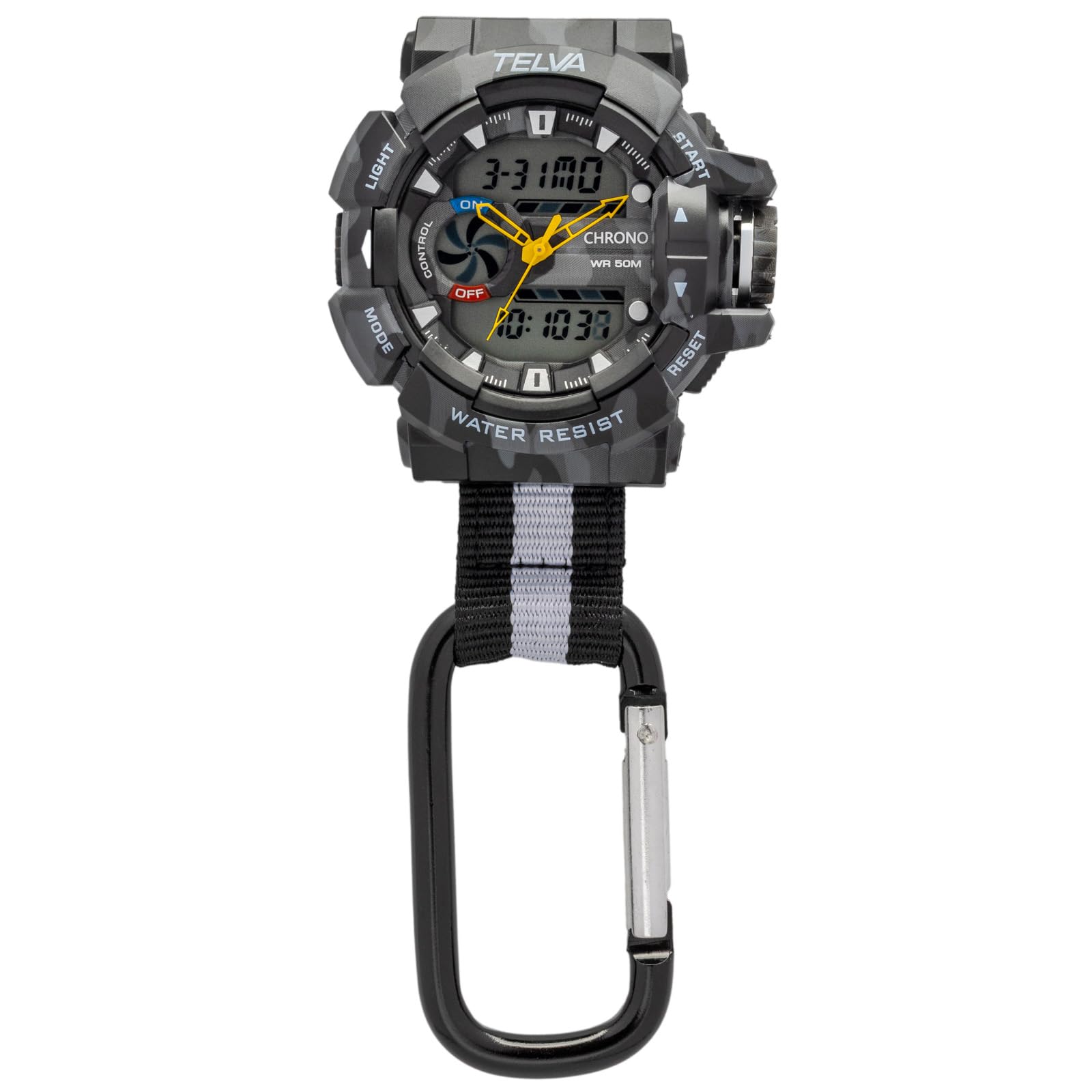 [CREPHA] CREPHA Pocket Watch, Carabiner Watch, Digital/Analog, Waterproof, Stopwatch, Light, Army Black AZ-CB-AD079-BKG
