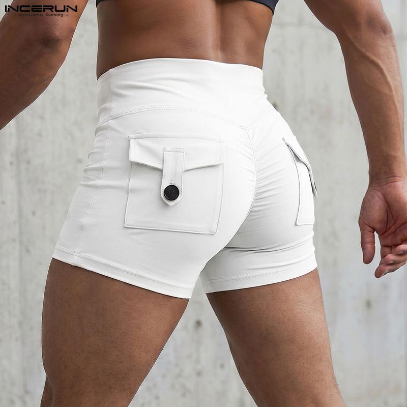 Pockets Elastic Waist Men Incerun Casual Mini Shorts Pants Homewear Underwear