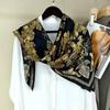 Black Gold Phoenix, Silk Crepe Satin 110 Large Square Scarf Mulberry Silk Silk Scarf Spring And Autumn Shawl Scarf Women