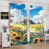 Sunflowers Landscape - HD printed curtain - Polyester material - Suitable for bedroom   living room   study (customizable)