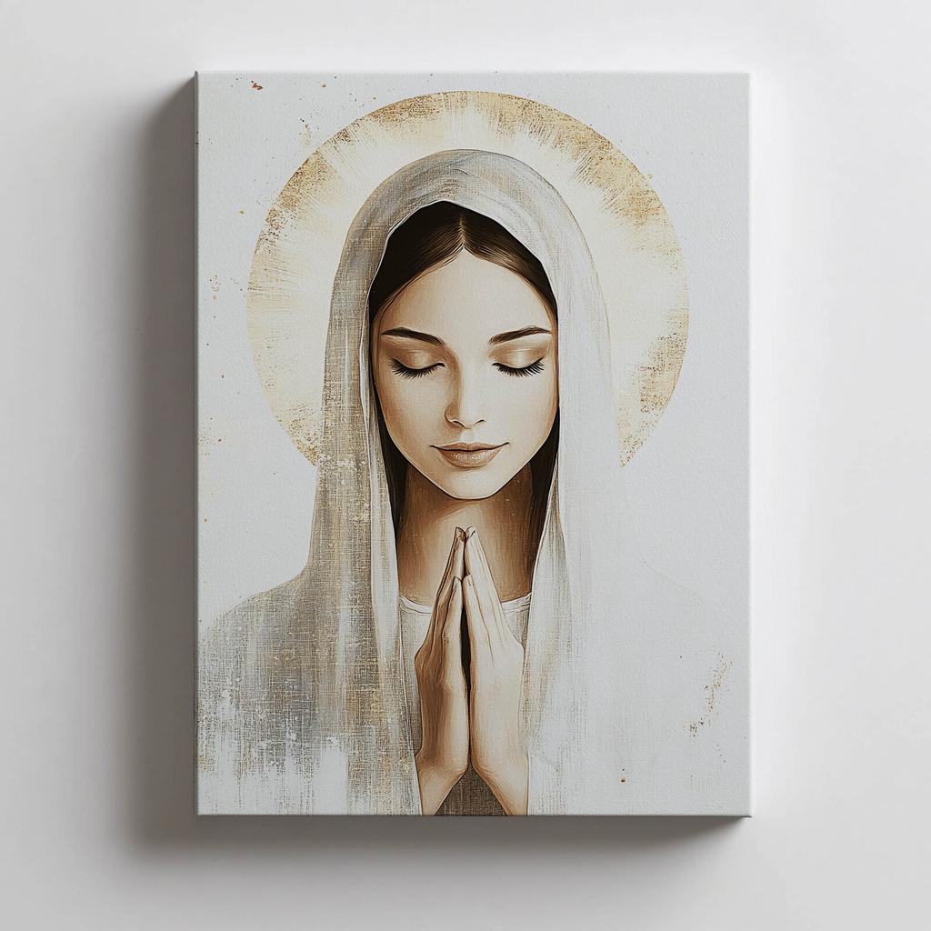 Matka Boża W Modlitwie Matka Boża W Modlitwie, 70X100 Cm, Rama Aluminiowa Czarna, Papier Matowy 230 Gsm