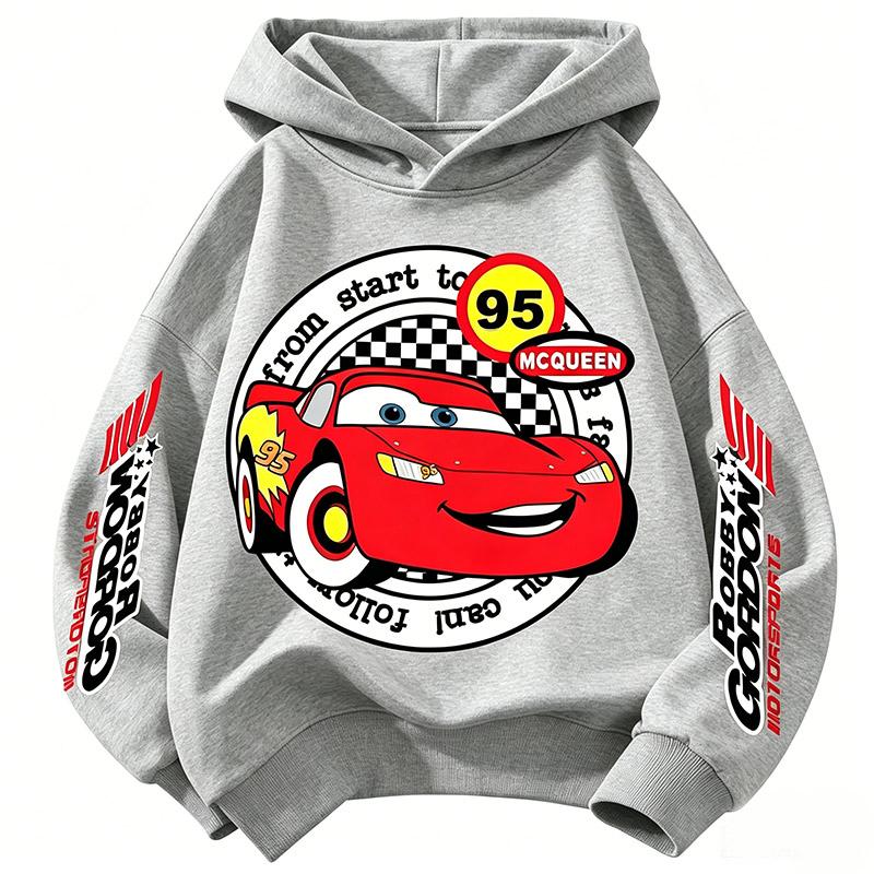 2026 Car Fun Printed McQueen Kids Boys Girls Hooded Sweatshirt Fall Winter Casual Fashion Student Hoodie Back To School