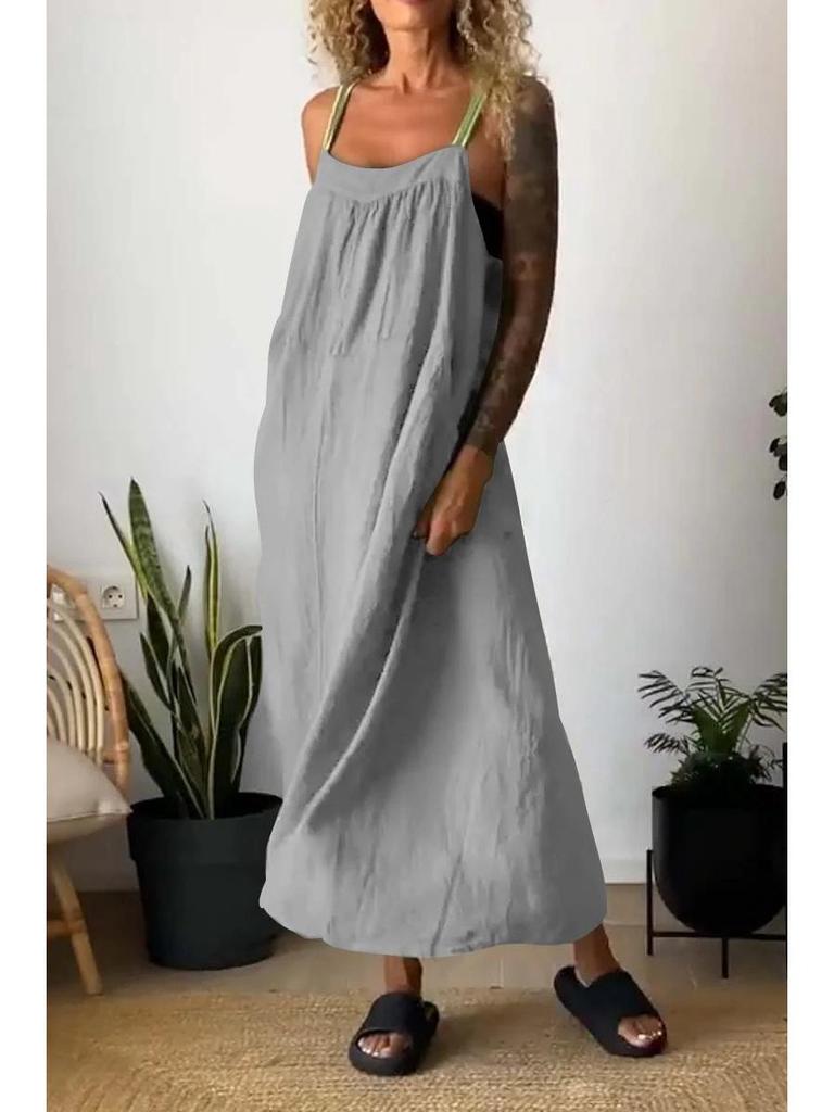 2026 Summer Casual Cotton Linen Strap Dress