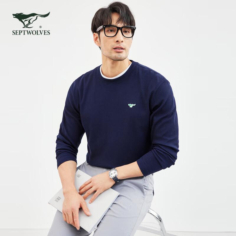SEPTWOLVES Men's Waffle Knit Long-Sleeve T-Shirt