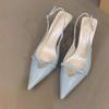 Fashion Spring New Baotou Sandals Women's Fashion Pointed Head Shallow Mouth Butterfly Knot Anti-slip Wear-resistant High Heels