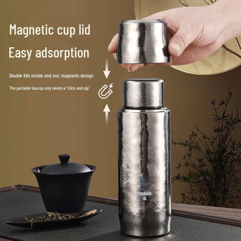 Pure Titanium Tea Infuser Bottle with Magnetic Double Lid