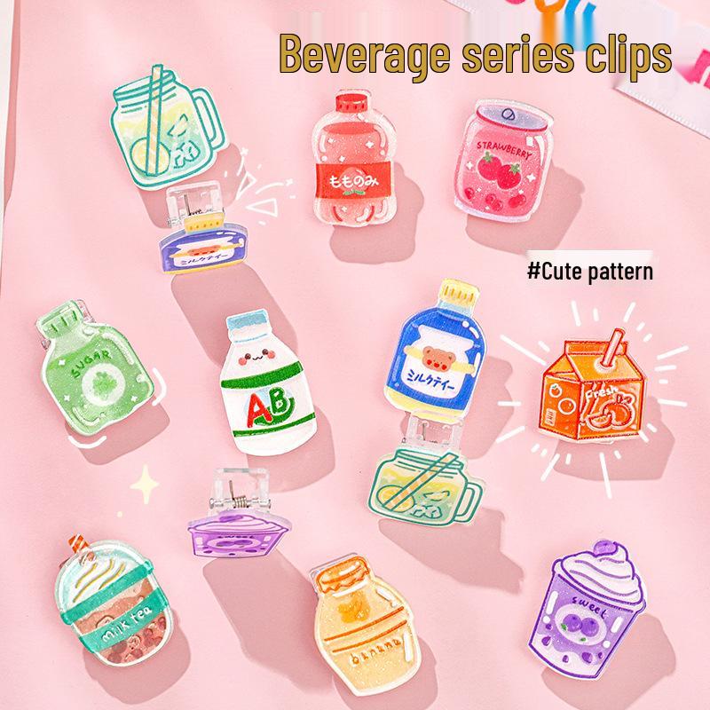 Cartoon Acrylic Drink Bottle Clip: Cute Student Stationery & Gift