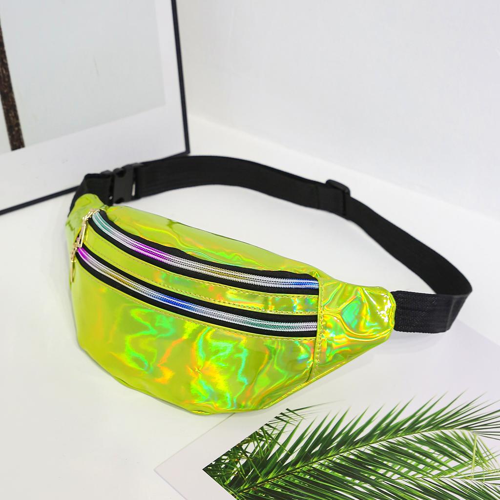 Holographic Fanny Pack,Hologram PU Waist Pack Waterproof Shiny Waist Bag,Laser Waist Bum Bag Adjustable Belt,Sport Waistbag