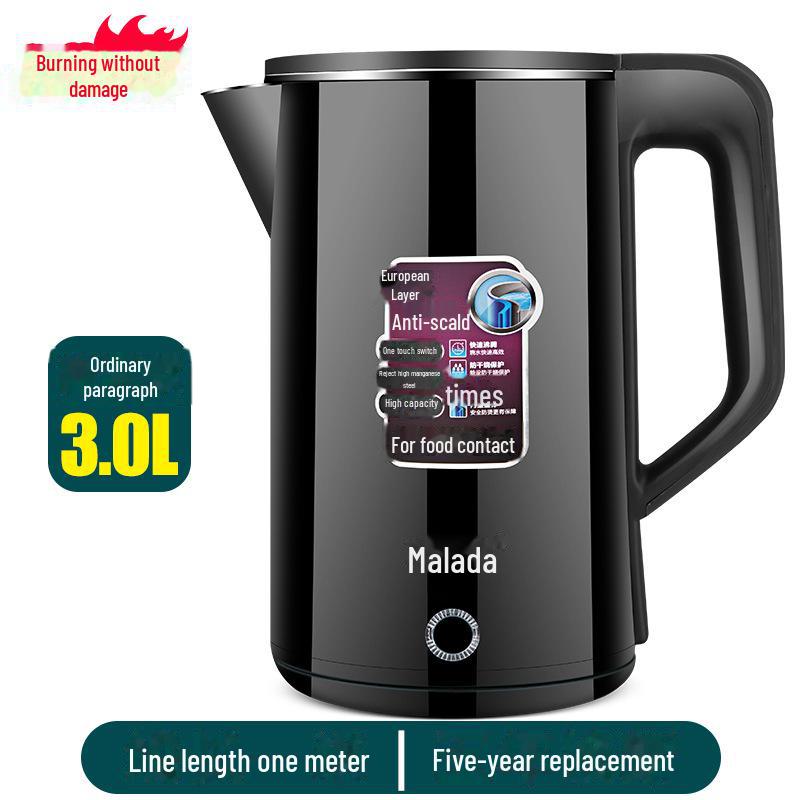 Hervidor eléctrico de aislamiento de acero inoxidable Wanlida de 3 l para uso doméstico