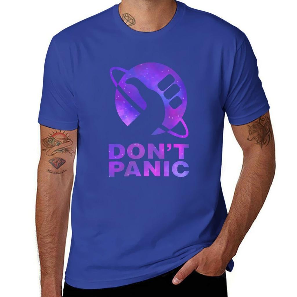 Dont Panic Hitchhikers Quote TShirt plain tops cheap stuff funny t shirts for Unisex