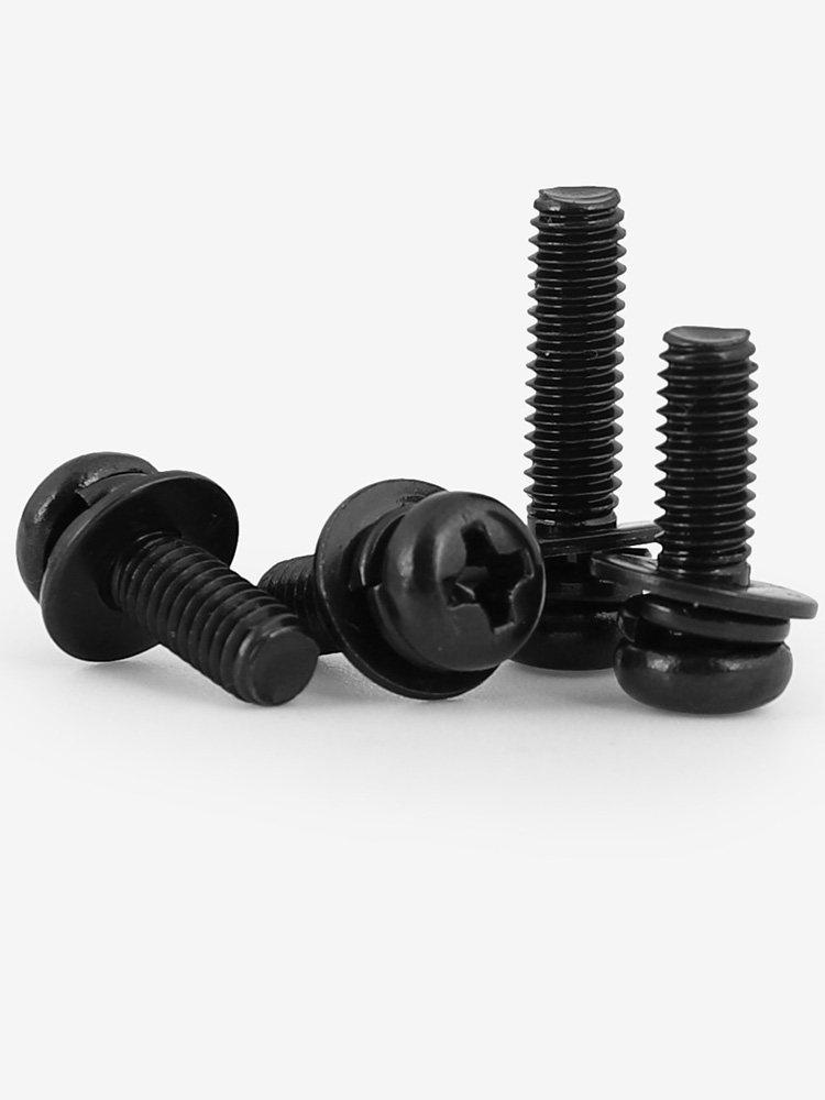 

Black 304 Stainless Steel Pan Head Phillips Screw with Flat Spring Washer, M2-M6 Sizes, Three-Piece Combo M4*8 (10 pcs) 316