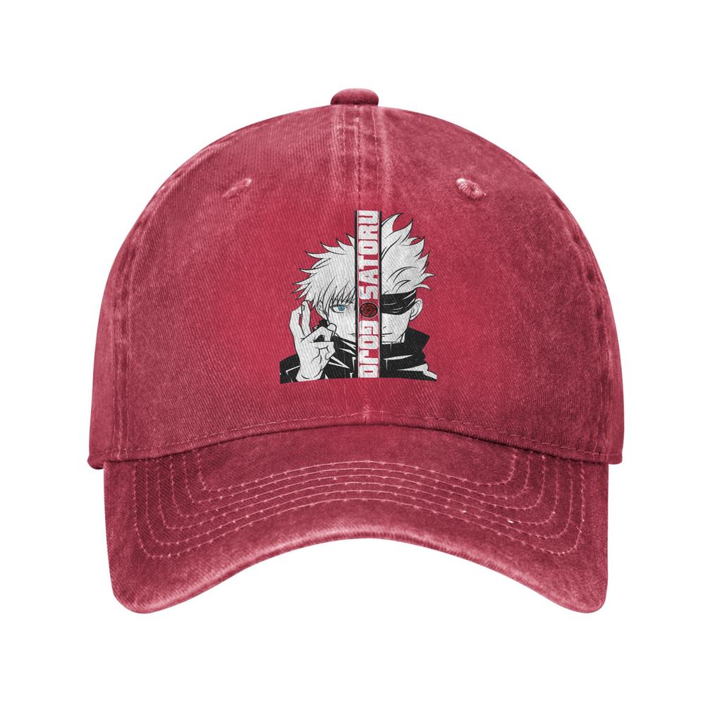 Vintage Jujutsu Kaisen Gojo Satoru Basebollkepsar Unisex Sliten Tvättad Huvudbonad Utomhus träning Ostrukturerad Mjuk Keps Hatt